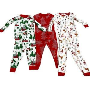 3 Christmas pajama sets for baby/toddler 18 months cotton pants and tops unisex